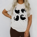  Spooky Cute Black Cats in Space | Cosmic Catventures Soft Cozy Longer Length Unisex Graphic Tee T-shirt