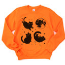  Spooky Cute Black Cats and a Full Moon | Full Moon Catventures Soft Unisex Graphic Sweatshirt Print