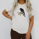  Spooky Nihonga Japanese Style CROW ON BRANCH | Whisper of Shadows Soft Cozy Longer Length Unisex Graphic Tee T-shirt
