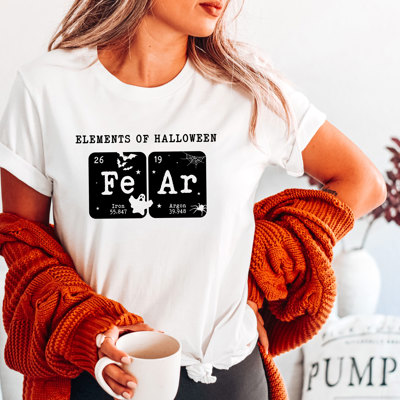 ELEMENTS OF HALLOWEEN | The Spooky Periodic Table of Fear Soft Cozy Longer Length Unisex Graphic Tee T-shirt
