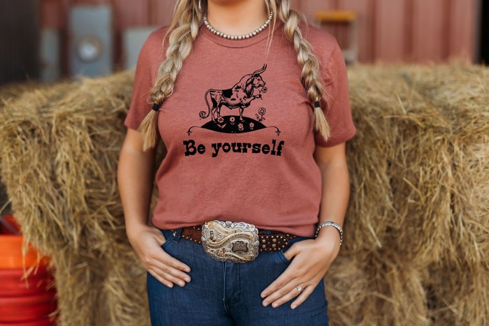 Be yourself Bull Soft Cozy Longer Length Unisex Graphic Tee T-shirt