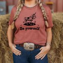  Be yourself Bull Soft Cozy Longer Length Unisex Graphic Tee T-shirt