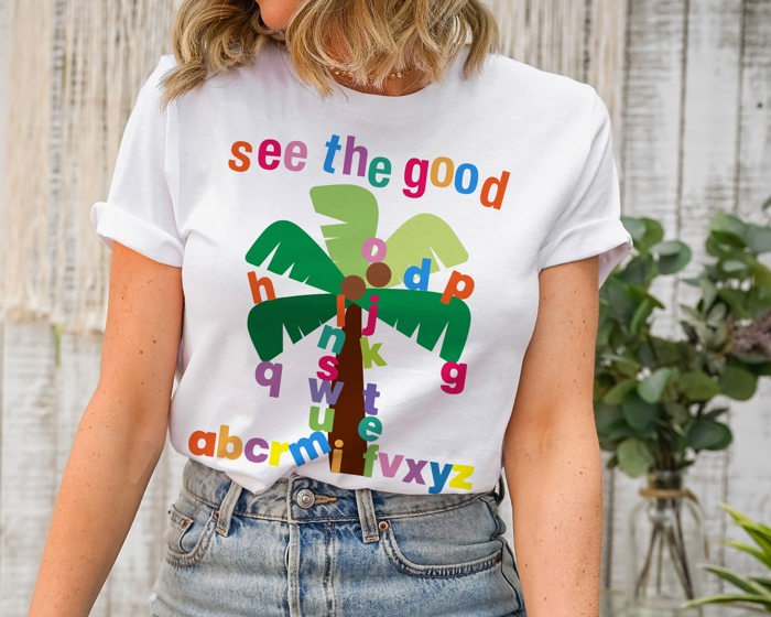 See the Good Palm Alphabet Tree Soft Unisex Graphic Tee T-shirt