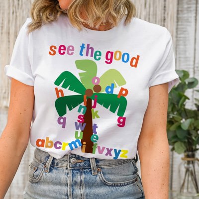 See the Good Palm Alphabet Tree Soft Unisex Graphic Tee T-shirt