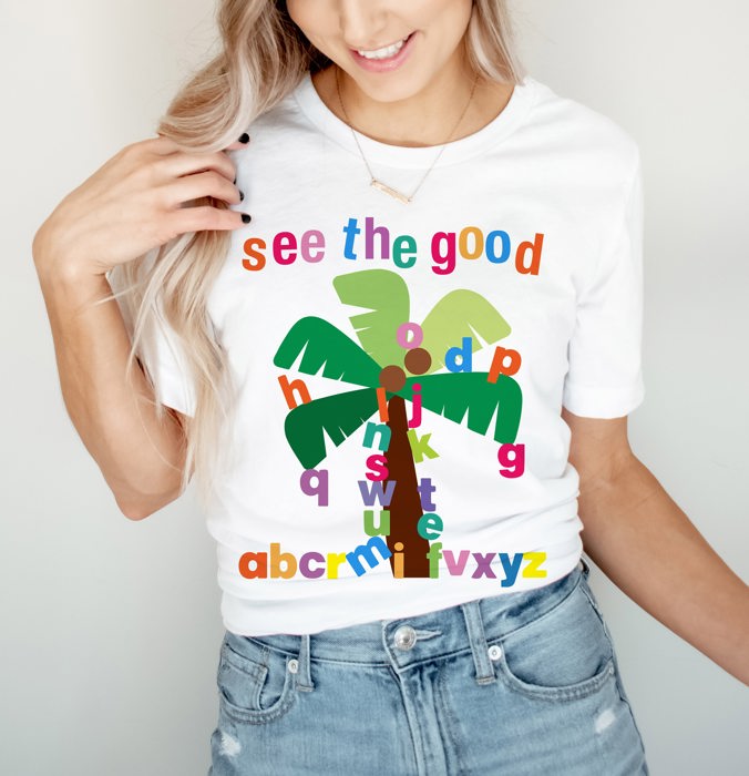 See the Good Palm Alphabet Tree Soft Unisex Graphic Tee T-shirt