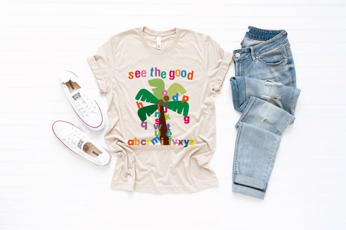 See the Good Palm Alphabet Tree Soft Unisex Graphic Tee T-shirt