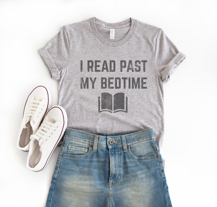 I Read Past My Bedtime Readers Librarian Funny Sarcastic English Grammar Soft Cozy Longer Length Unisex Graphic Tee T-shirt