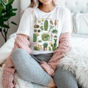  Cacti Succulents (Cactus) Floral Name Chart Soft Cozy Longer Length Unisex Graphic Tee T-shirt