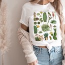  Cacti Succulents (Cactus) Floral Name Chart Soft Cozy Longer Length Unisex Graphic Tee T-shirt