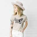  Inked Butterfly Breath Illustrated Floral Wing Soft Cozy Longer Length Unisex Graphic Tee T-shirt