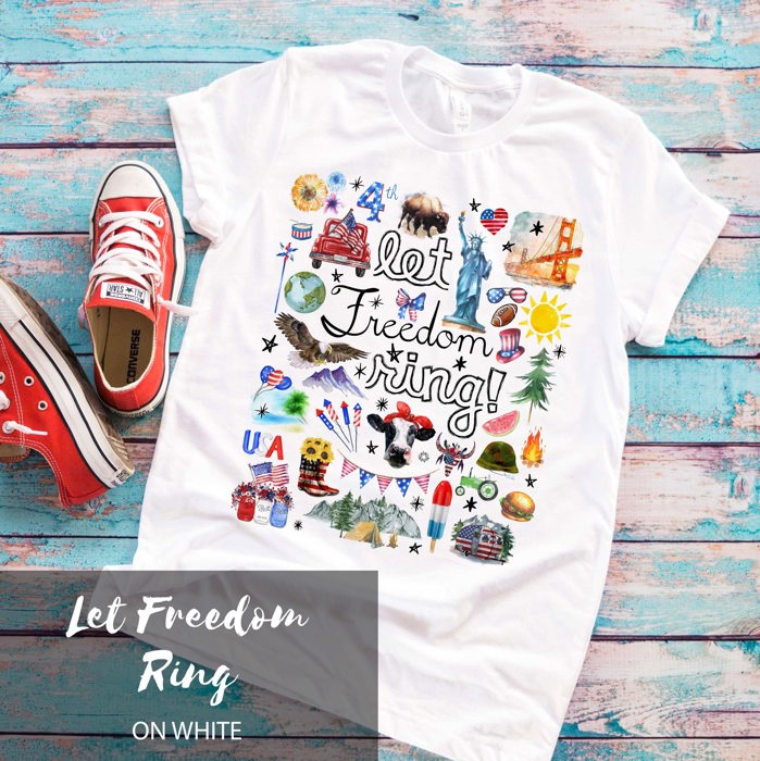 Let Freedom Ring Patriotic American Flag 4th of July It's The Little Things Unisex Heavyweight Comfort Tee