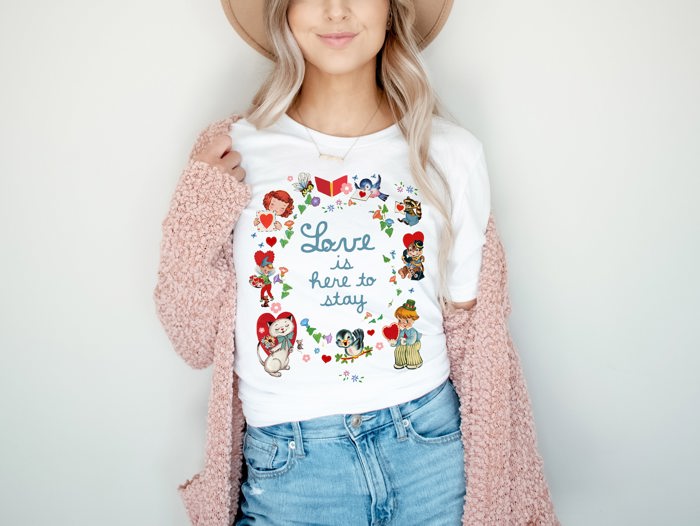 Vintage Little Golden Happy Valentine's Love Day Soft Unisex Graphic Tee T-shirt