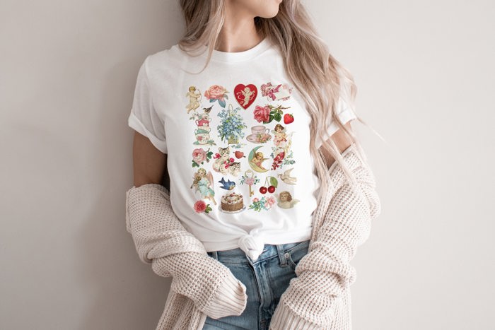 Happy Valentine's Vintage Retro Designs Soft Unisex Graphic Tee T-shirt