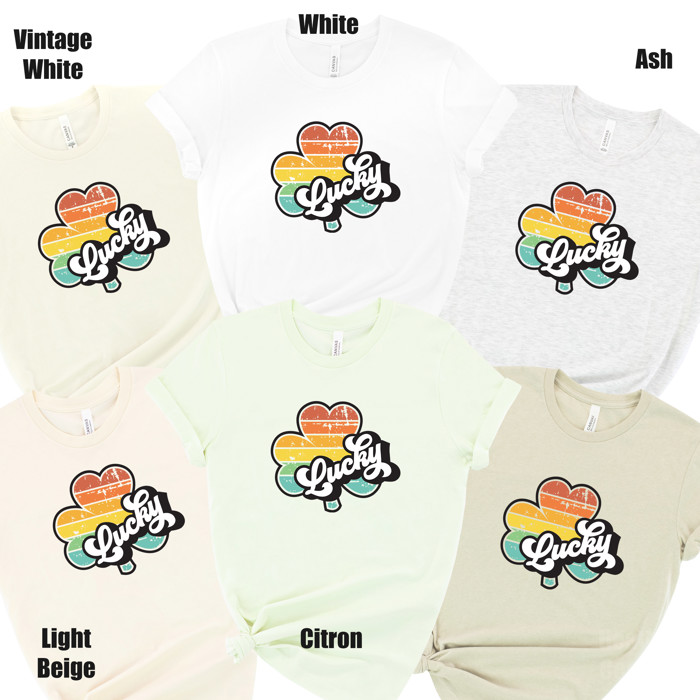 Lucky Charm: Embrace Your Inner Luck Lucky Retry Rainbow Clover Soft Cozy Longer Length Unisex Graphic Tee T-shirt