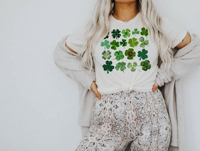 Lucky Clovers Shamrocks Soft Unisex Graphic Tee T-shirt