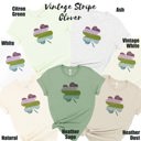  Vintage Stripe Lucky Clover St. Patrick's Day Vintage Nostalgia Soft Unisex Graphic Tee T-shirt