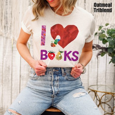 I Love Books A Very Hungry Caterpillar Teacher Read Reading Love Retro Vintage Nostalgia Soft Unisex Graphic Tee T-shirt