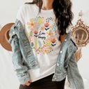  Live Happy Vintage Floral Happiness Cheerful Soft Unisex Graphic Tee T-shirt