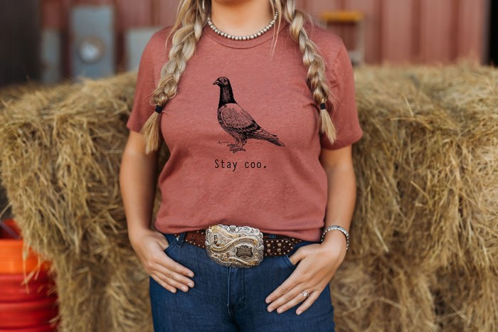 Stay Coo. Inked Pigeon Soft Cozy Longer Length Unisex Graphic Tee T-shirt