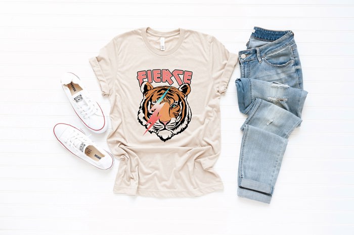 Fierce Tiger Lightning Bolt Soft Unisex Graphic Tee T-shirt