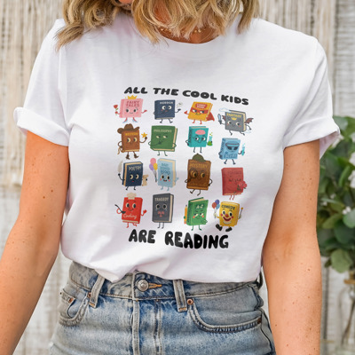 All the Cool Kids are Reading Soft Cozy Longer Length Unisex Graphic Tee T-shirt