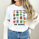  All the Cool Kids are Reading Soft Cozy Longer Length Unisex Graphic Tee T-shirt