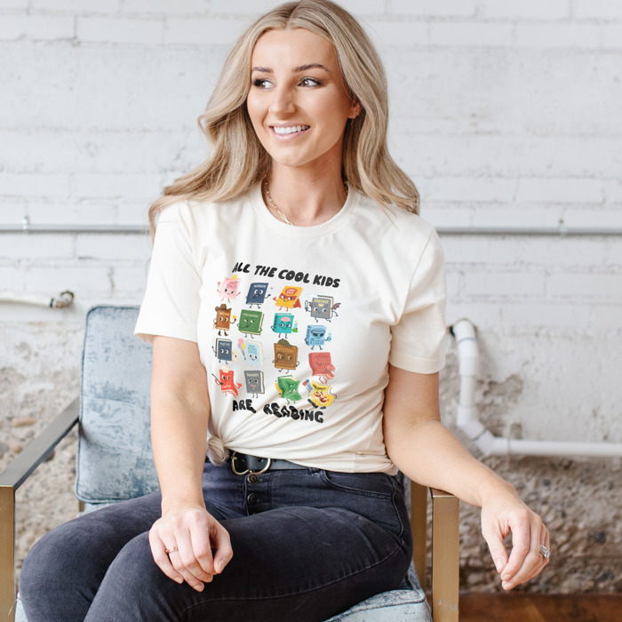 All the Cool Kids are Reading Soft Cozy Longer Length Unisex Graphic Tee T-shirt