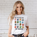  All the Cool Kids are Reading Soft Cozy Longer Length Unisex Graphic Tee T-shirt