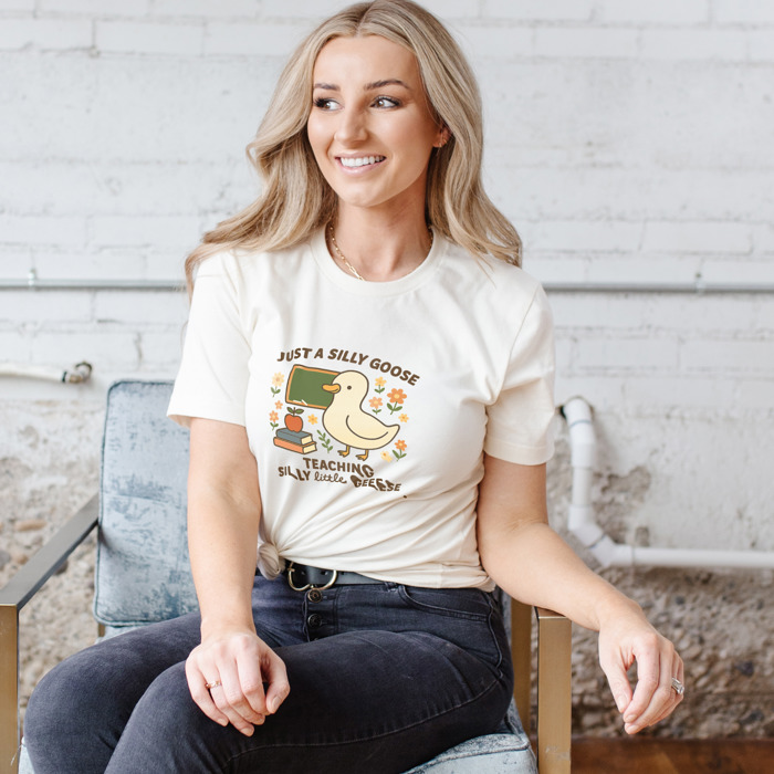 The Silly Goose Teaching Silly Little Geese Soft Cozy Longer Length Unisex Graphic Tee T-shirt