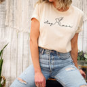  Stop War Dove Bird Cursive Soft Unisex Graphic Tee T-shirt