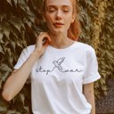  Stop War Dove Bird Cursive Soft Unisex Graphic Tee T-shirt