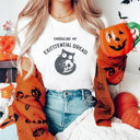  EMBRACING MY EXISTENTIAL DREAD | Purring with Mortality Soft Cozy Longer Length Unisex Graphic Tee T-shirt