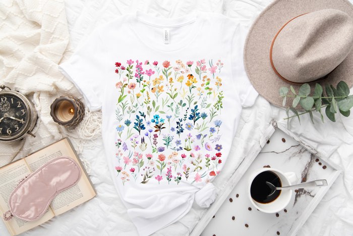 Earth Laughs in Flowers Cheerful Floral Soft Unisex Graphic Tee T-shirt