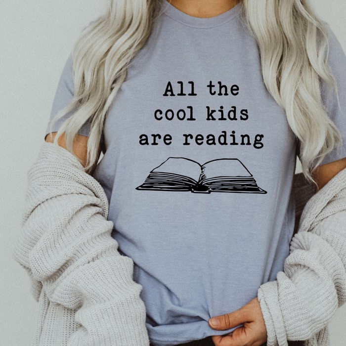 All The Cool Kids Are Reading Teaching Teacher Soft Cozy Longer Length Unisex Graphic Tee T-shirt