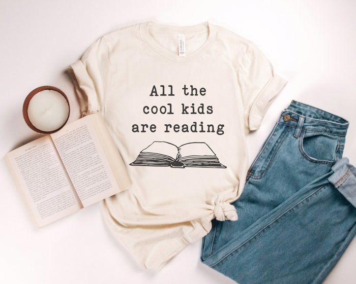 All The Cool Kids Are Reading Teaching Teacher Soft Cozy Longer Length Unisex Graphic Tee T-shirt