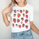  Deliciously Ripe & Red Strawberries Strawberry Berry Design Soft Unisex Graphic Tee T-shirt