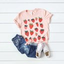  Deliciously Ripe & Red Strawberries Strawberry Berry Design Soft Unisex Graphic Tee T-shirt