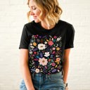  Folk Art Florals Soft Cozy Longer Length Unisex Graphic Tee T-shirt