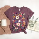  Folk Art Florals Soft Cozy Longer Length Unisex Graphic Tee T-shirt