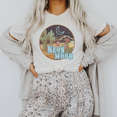 Neon Moon Country Song Classic Soft Unisex Graphic Tee T-shirt