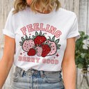  Feeling Berry Good Strawberry Retro Boho Vintage Soft Unisex Graphic Tee T-shirt