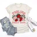  Feeling Berry Good Strawberry Retro Boho Vintage Soft Unisex Graphic Tee T-shirt