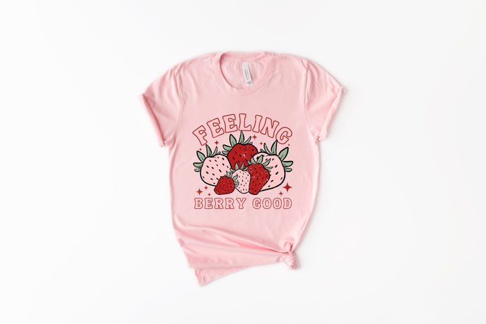 Feeling Berry Good Strawberry Retro Boho Vintage Soft Unisex Graphic Tee T-shirt