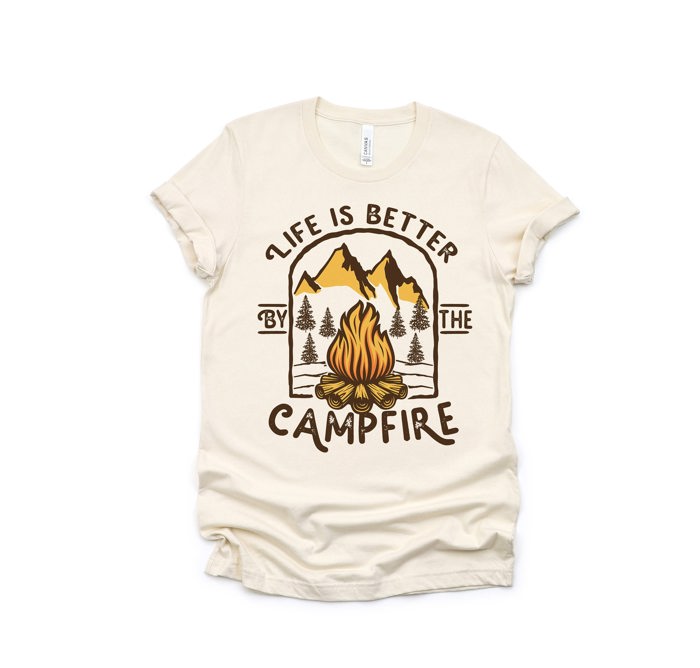 Life is Better by the Campfire Happy Camper Soft Unisex Graphic Tee T-shirt