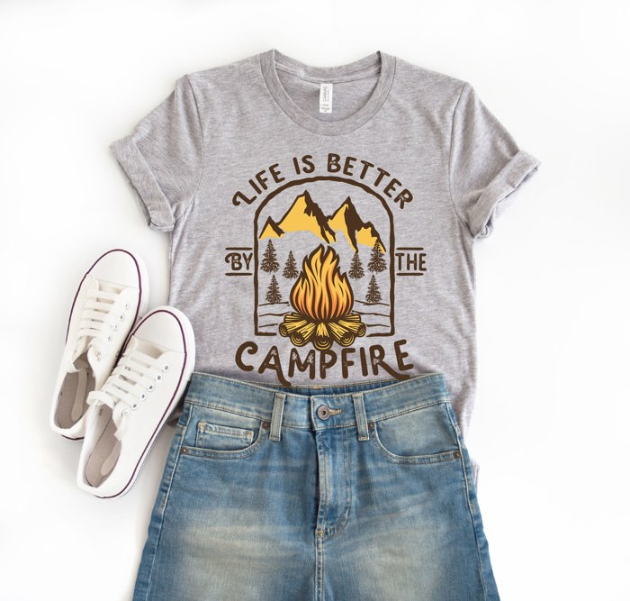 Life is Better by the Campfire Happy Camper Soft Unisex Graphic Tee T-shirt