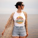  Walking On Sunshine Vintage Retro Boho Outdoorsy Beach Lovers Soft Unisex Graphic Tee T-shirt