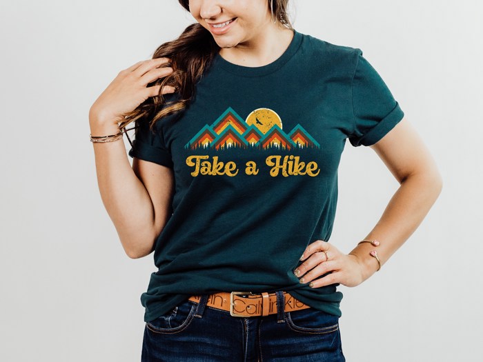 Take a Hike Mountain Sunset Retro Vintage Boho style Soft Unisex Graphic Tee T-shirt