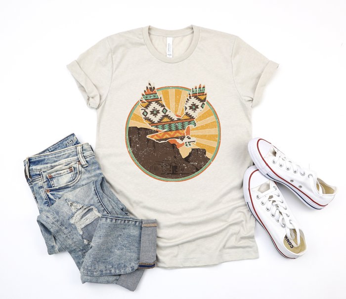 Vintage Boho Eagle Illustration Soft Unisex Graphic Tee T-shirt