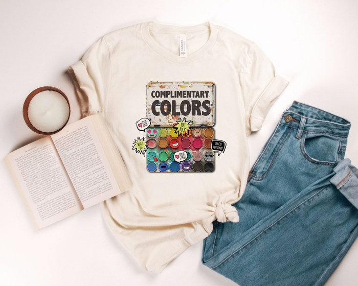 Funny Complimentary Colors Art Watercolor Painting Soft Unisex Graphic Tee T-shirt