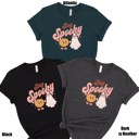  Stay Spooky Pumpkin and Ghost Retro Halloween Soft Unisex Graphic Tee T-shirt